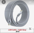 Cat6 LAN Cable 20m — Pre-Terminated RJ45 Ethernet Patch Cable, Light Grey (Uganda)
