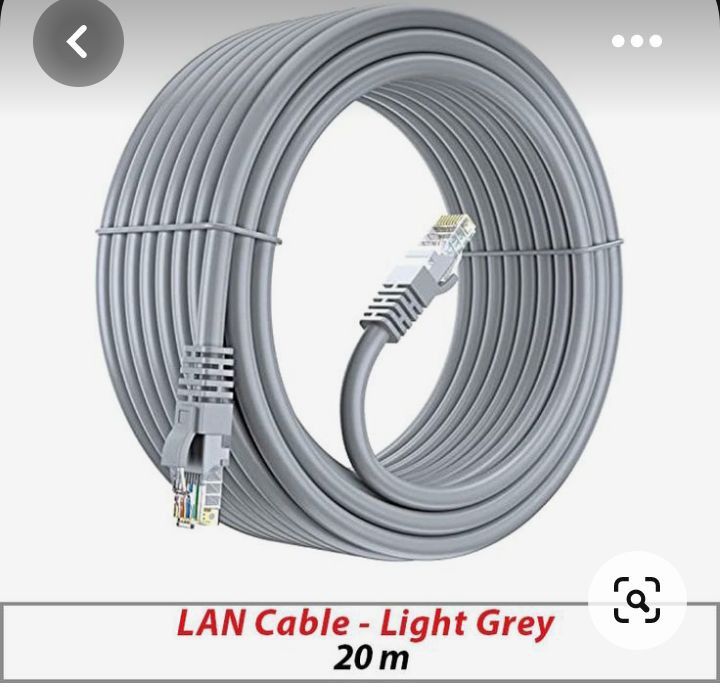 Cat6 LAN Cable 20m — Pre-Terminated RJ45 Ethernet Patch Cable, Light Grey (Uganda)