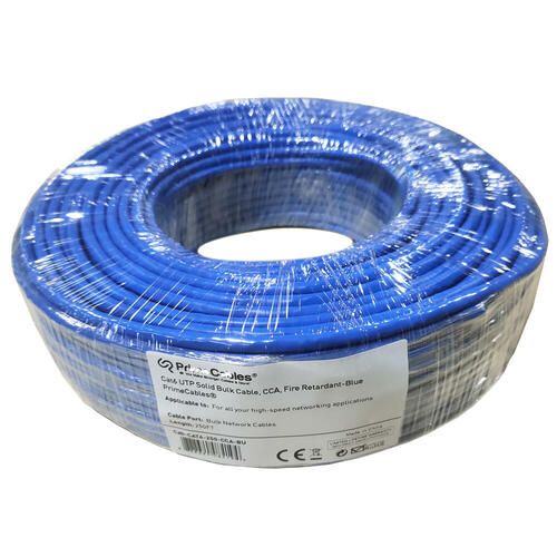 PrimeCables Cat6 UTP Solid Bulk Cable 250ft – CCA, Fire Retardant (Blue)