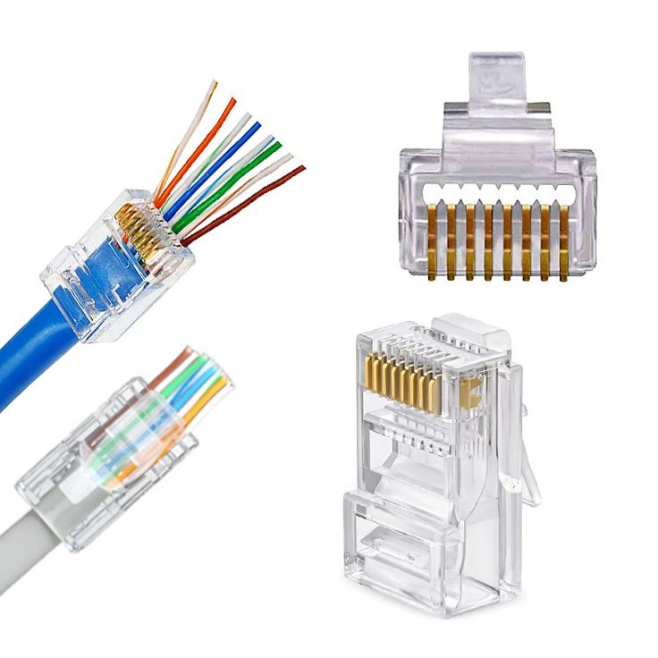 Cat6 RJ45 Pass-Through Gold-Plated Connector Plugs — 8P8C Crimp Ends for UTP/STP Cable (Uganda)