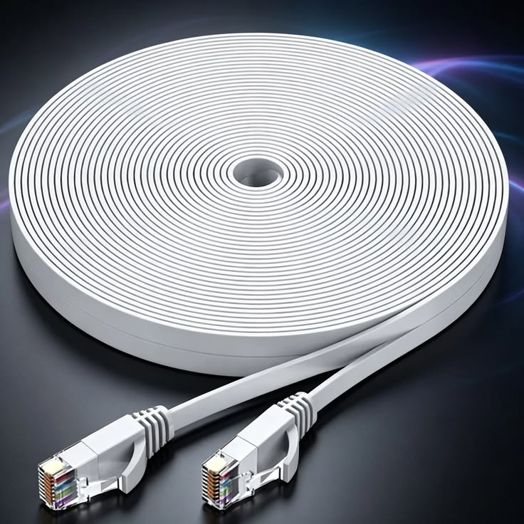 Cat6 Flat Ethernet Cable – Gigabit High-Speed LAN Patch Cable (White)