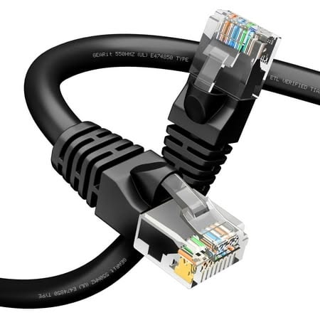 Cat6 Shielded Ethernet Cable – 10Gbps Gold-Plated RJ45 Snagless LAN Cable (Black)