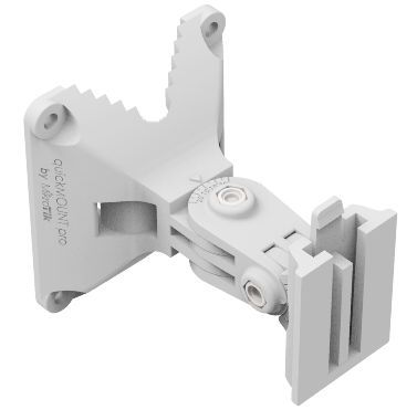 MikroTik QuickMOUNT PRO adjustable wall and pole mount bracket — white plastic universal mounting accessory