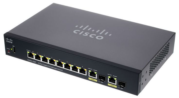 Cisco SG350-10MP 10-Port Gigabit PoE+ Managed Switch with 2x SFP Combo Ports